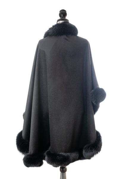Cashmere Cape with Fox Lining, One Size
