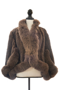 Knitted Mink & Fox Capelet, Brown