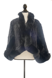 Knitted Mink & Fox Capelet, Black