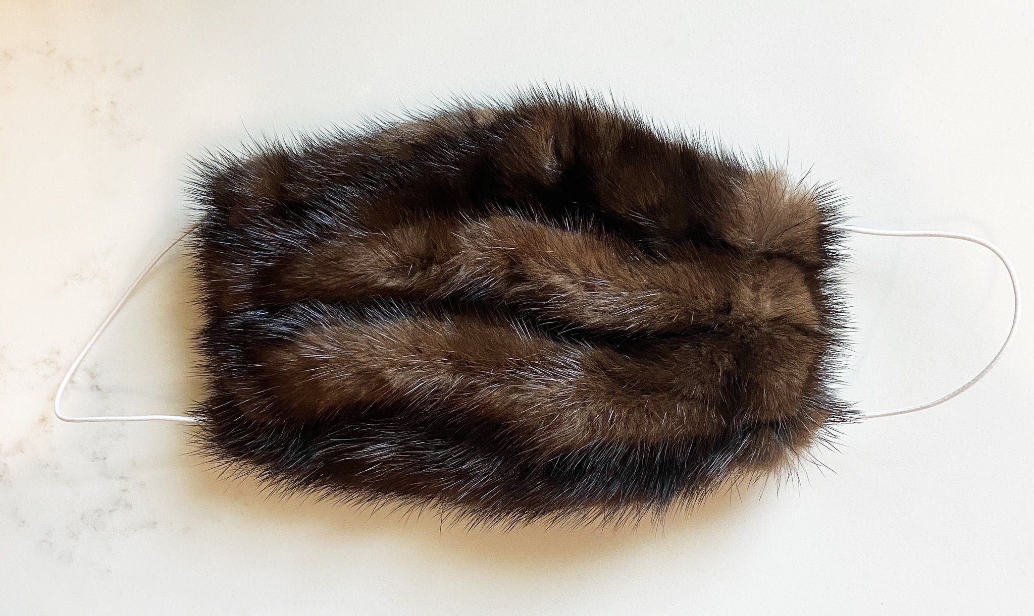 Mahogany Mink Fur Face Mask (Please note, masks are now made with a black fabric ear loop)